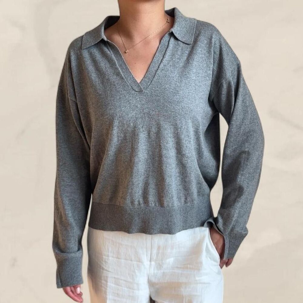 525 America Gray polo pullover sweater Maddi revolve size small